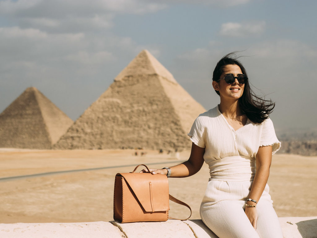 LUXOR - Beige Leather Backpack