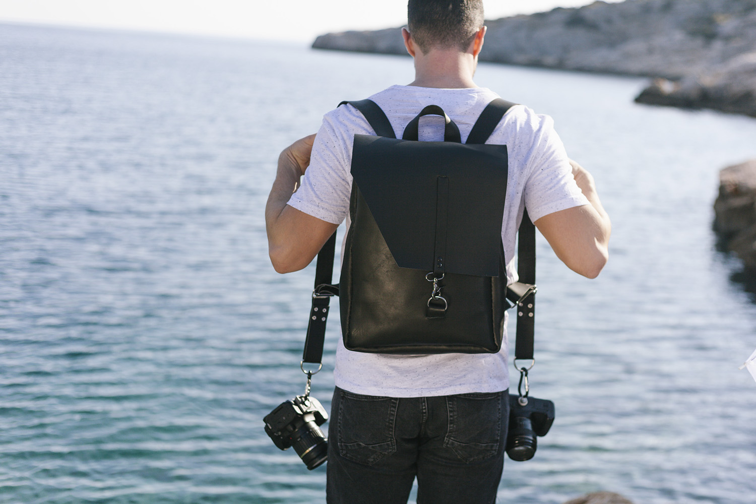 ROSTOCK PHOTOGRAPHY - Black Leather Photography Backpack