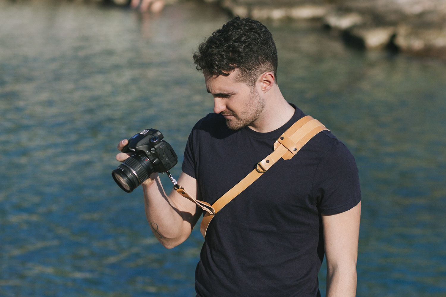 BEIGE PAPIGO - Beige Leather Camera Strap