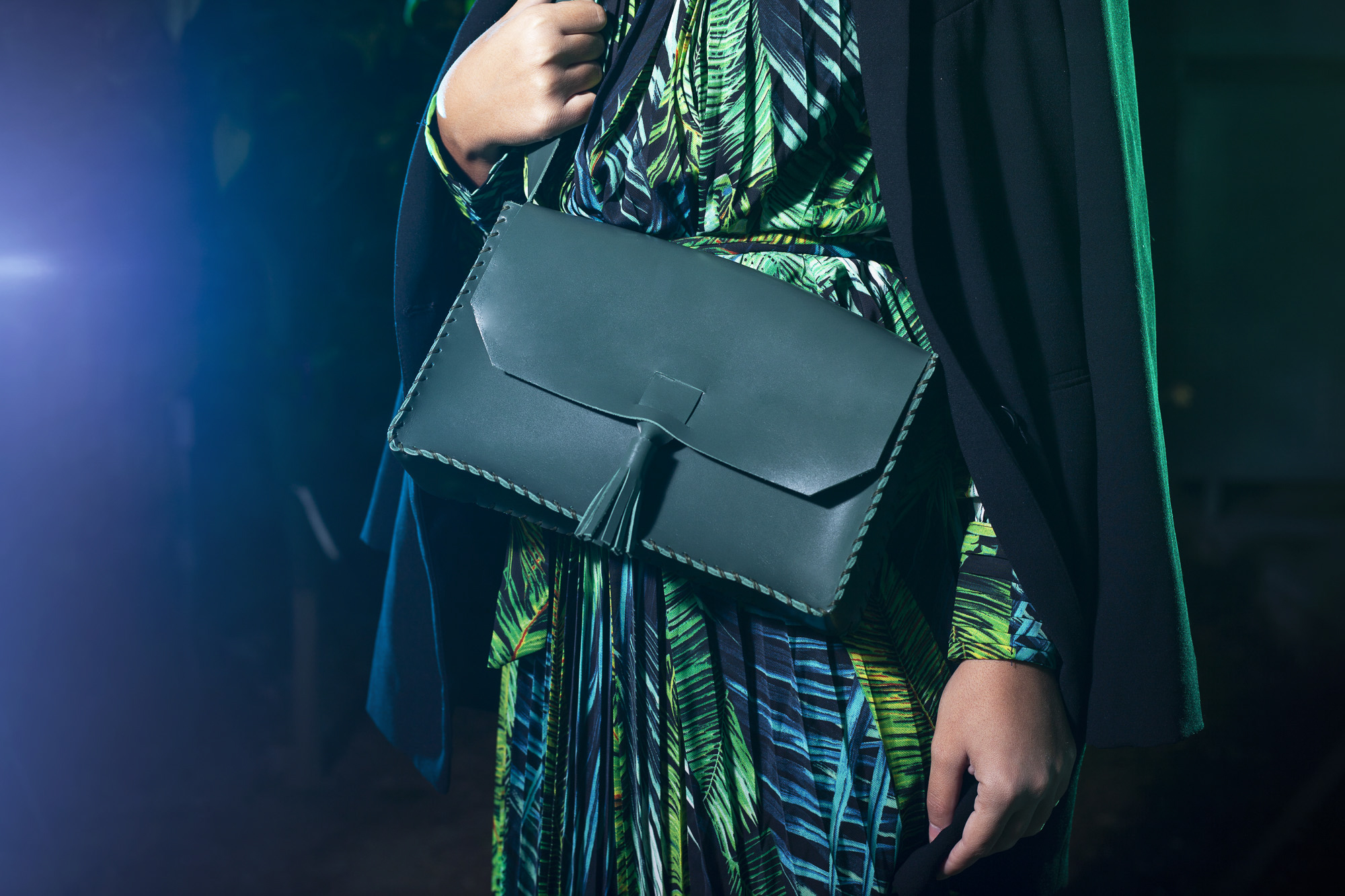 ADELAIDE - Green Leather Cross-body Bag