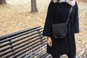 Black leather cross-body bag