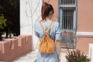 Peach Leather Backpack